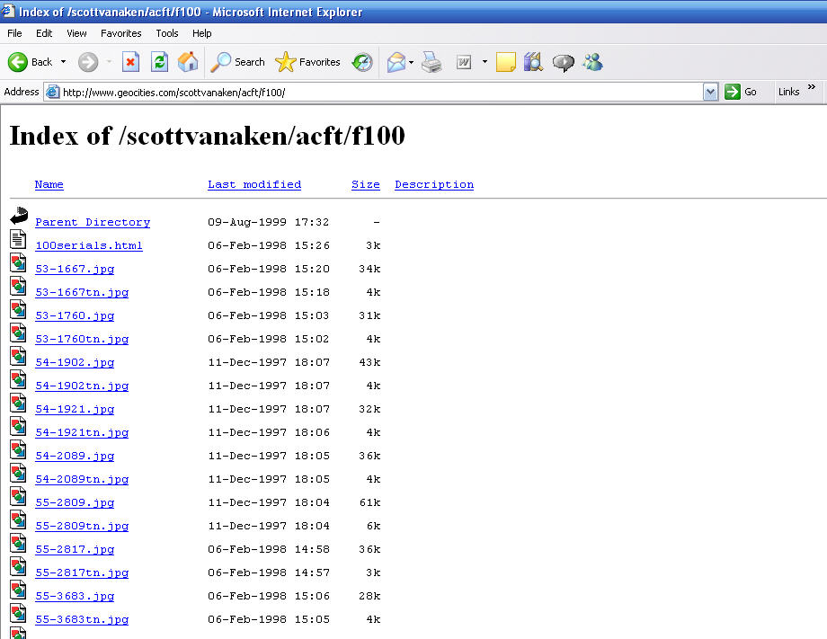 Picture of Scott Vanaken F-100 page. Click on this 
      picture to link to the site.