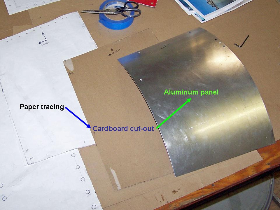 Bottom panel transformation -- paper to cardboard to aluminum. 
            Click on the picture to enlarge it.
