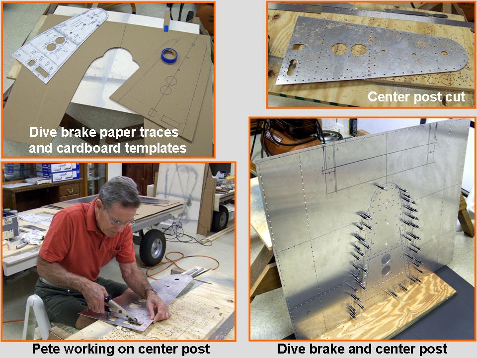 Composite picture of the making of the dive brake.
            Click on the picture to enlarge it.