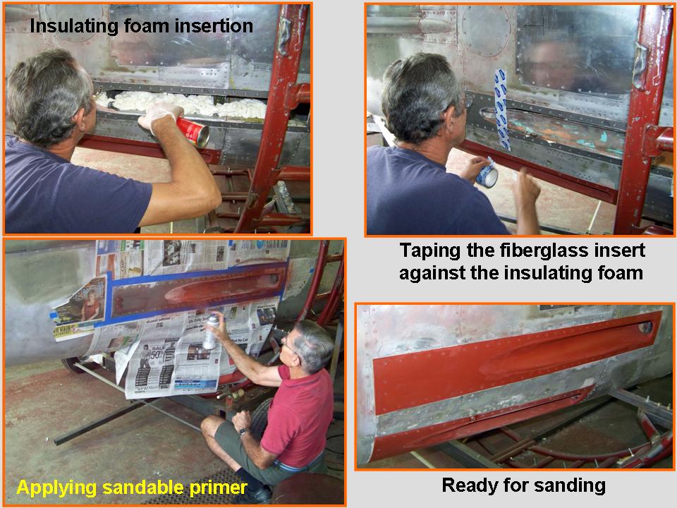 A composite picture showing the revision of the work done on the gun blast panels. 
            Click on the picture to enlarge it.