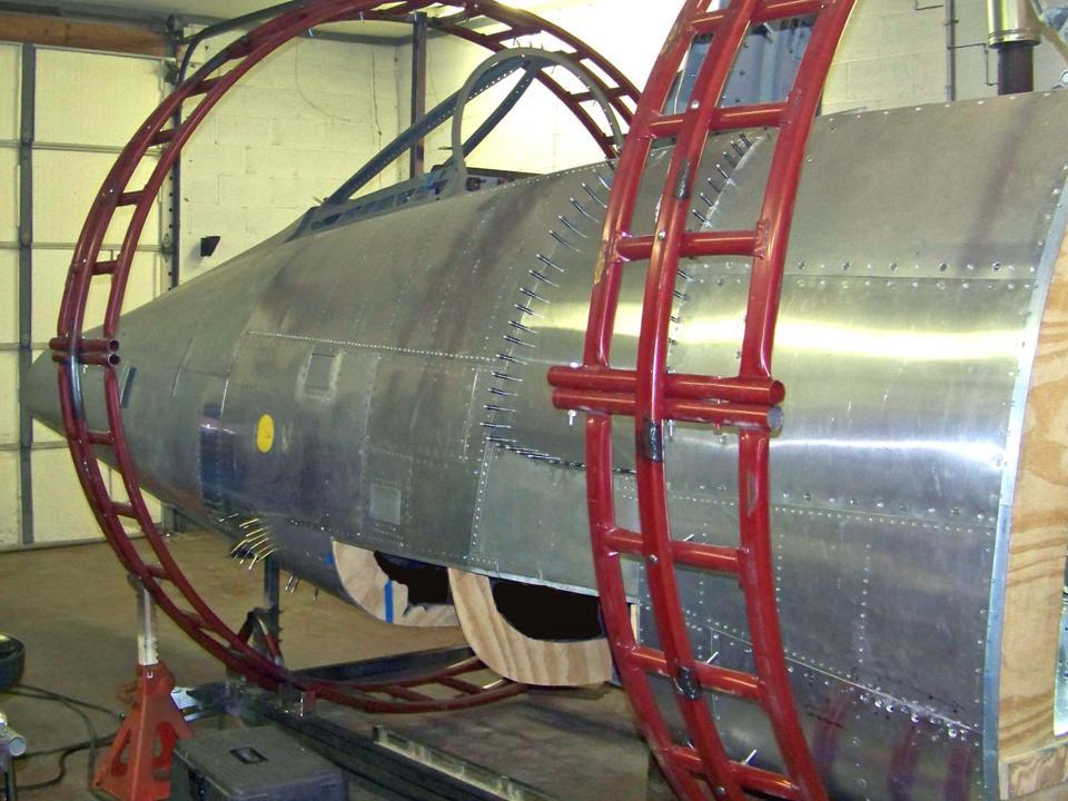 A picture of the F-100D fuselage after more than two-and-a-half years of work. 
            Click on the picture to enlarge it.
