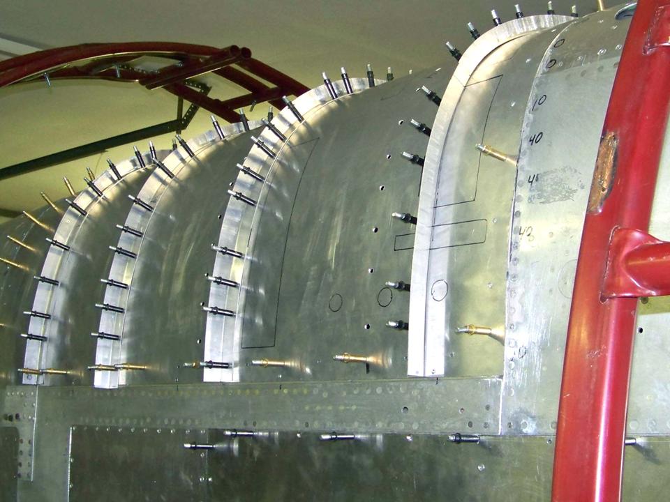 Picture of the external gun bay door stiffeners. 
            Click on the picture to enlarge it.
