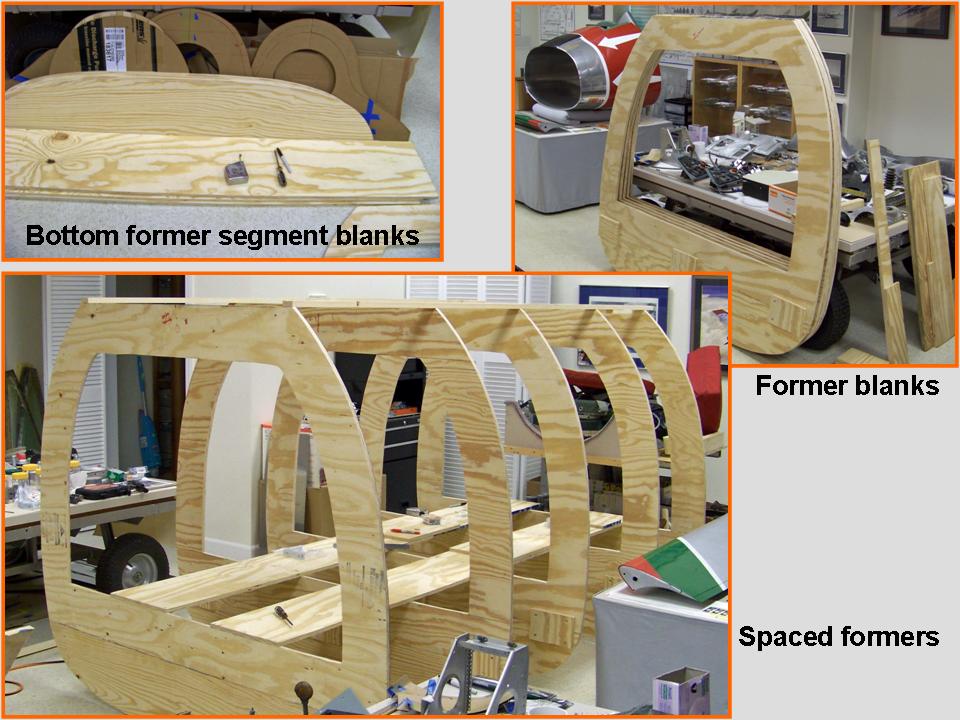 Composite picture of cut and shaped fuselage formers. 
            Click on the picture to enlarge it.