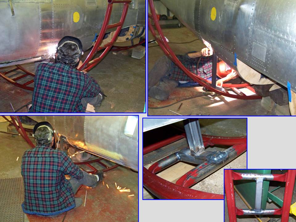 Composite picture of installing rotating frame components. 
            Click on the picture to enlarge it.